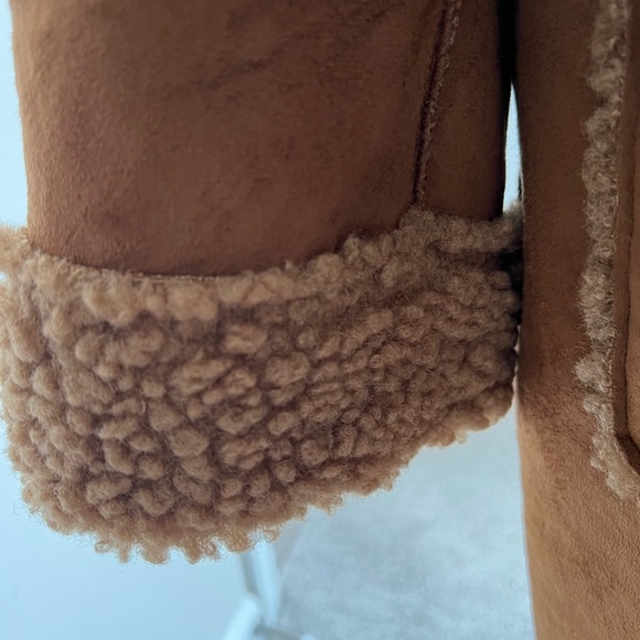 NWT Michael Kors faux suede faux fur hooded coat cappuccino XL - Picture 4 of 9